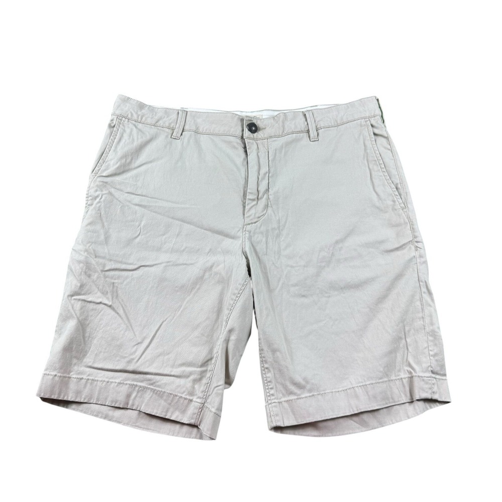 Faherty Tan Organic Cotton Stretch Flat Front Mens Chino Shorts Size 35